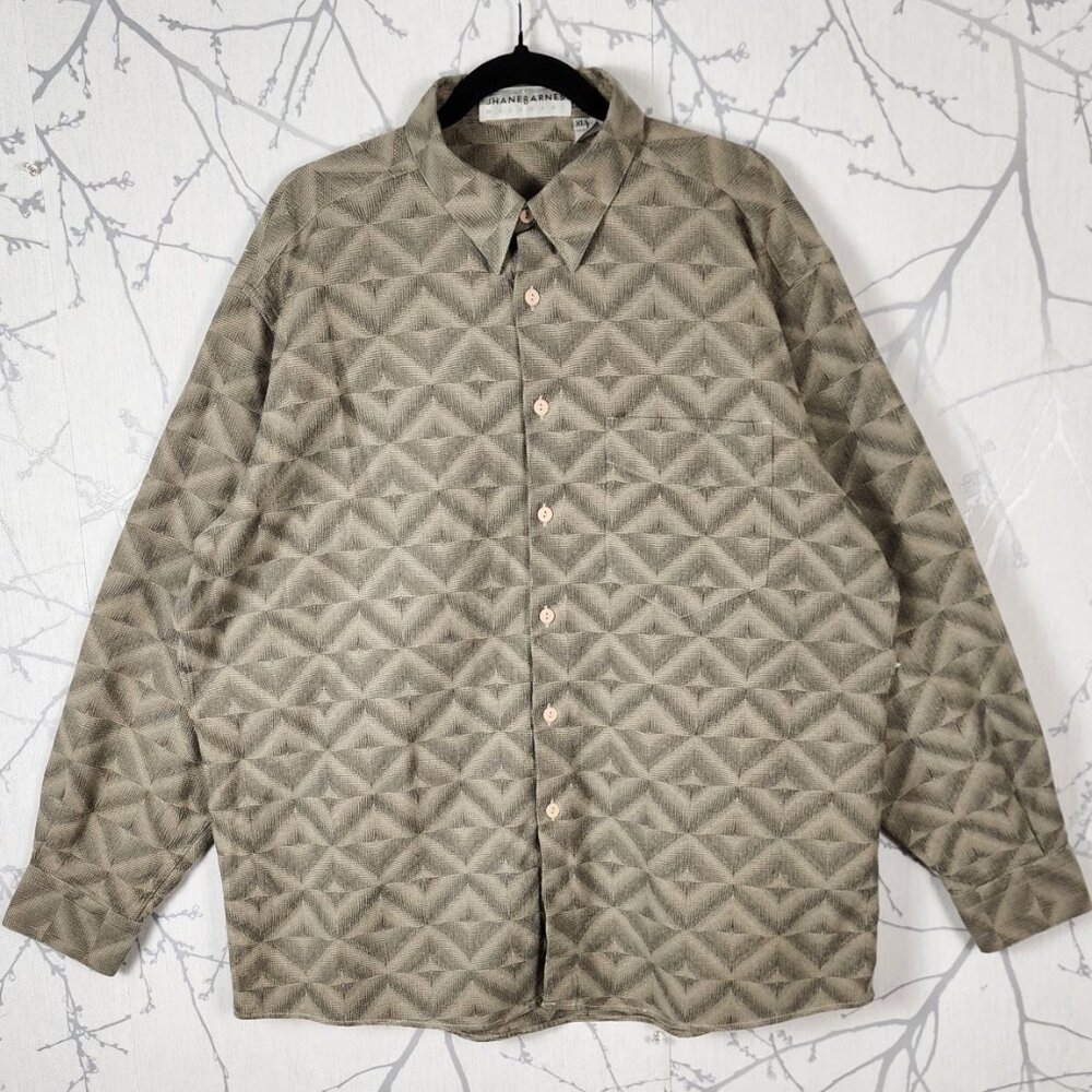 Jhane Barnes Diamond Jacquard Woven Cotton Button Front Shirt